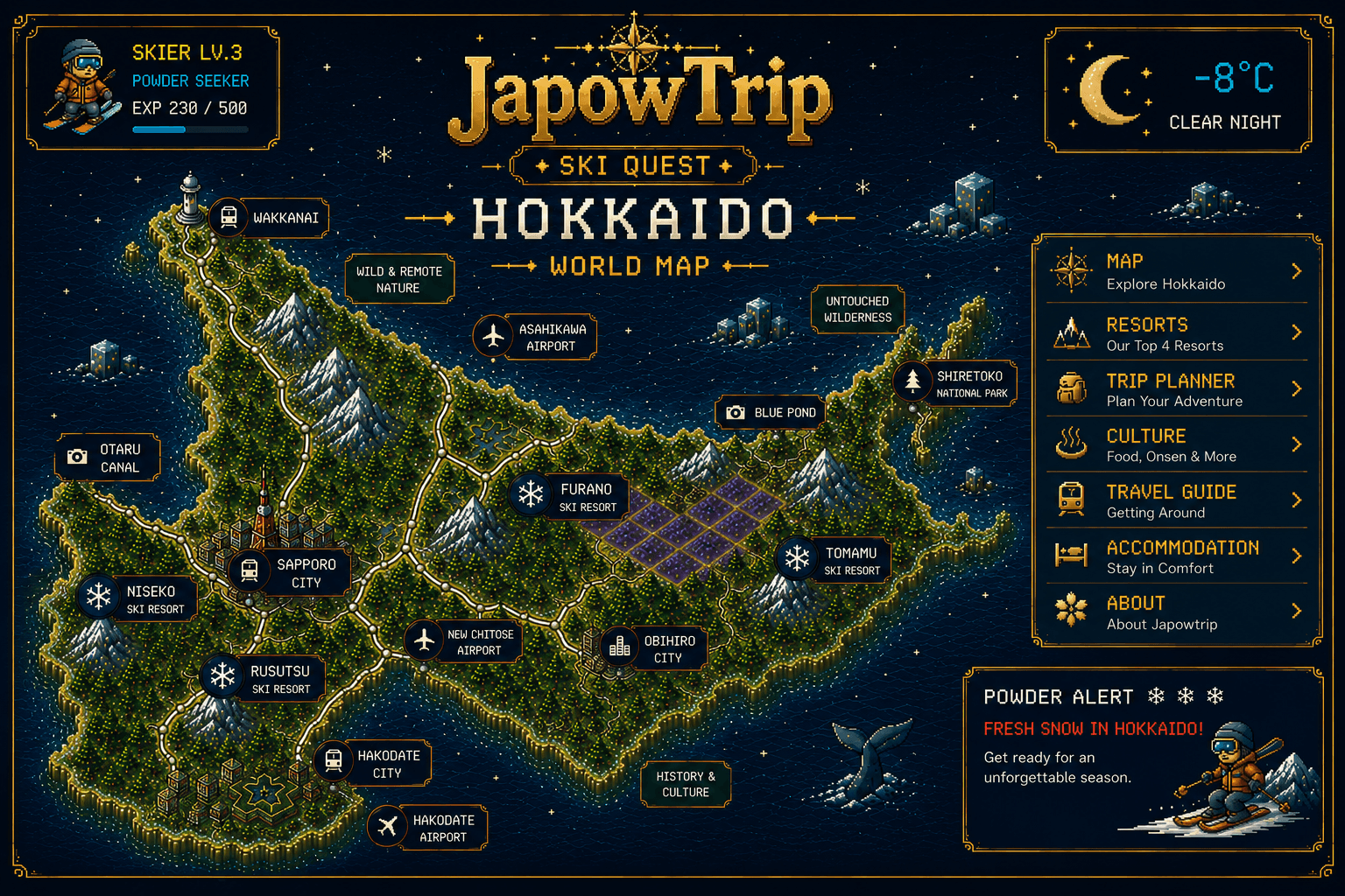 Japow Trip Hokkaido World Map